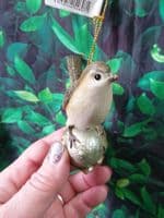 Hanging Birds Standing on a Pinecone or Acorn Christmas Tree Decoration Ornament