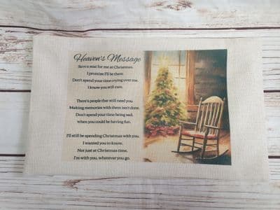 Heavens Message, Christmas memorial Cushion, Christmas Memorial, In loving memory Christmas Keepsake