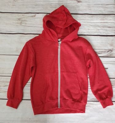 Kids Red Unisex Long Sleeve Zipped Hoody Jumper