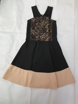 Ladies Black and Beige Sparkle Party Occasion Formal Dress