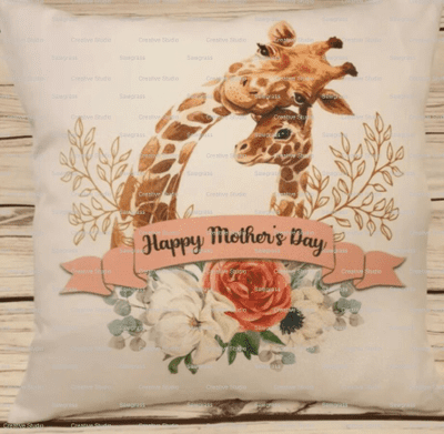 Mother's Day Personalised Giraffe Pillow Cushion Gift For Mum or Nan