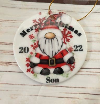 Mr or Mrs Claus Gonk Santa Ceramic Christmas Tree Hanging Decoration Gift Ornament