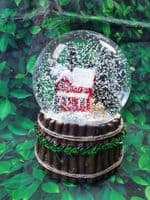 Musical Snow Globe with Red House Scene