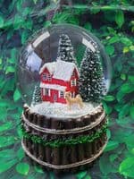 Musical Snow Globe with Red House Scene