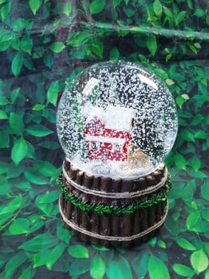 Musical Snow Globe with Red House Scene