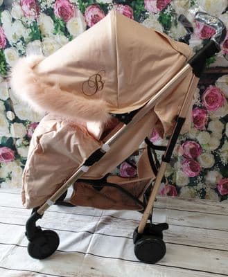 My Babiie Billie Faiers Rose Gold Blush Stroller Pushchair with Pram Fur - In Store Purchase Only