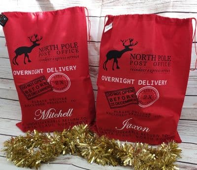 Personalised Red Christmas Present Santa Sack, Gifts Sack