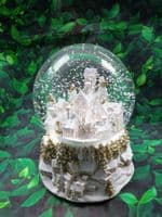 Pink and Gold Snowy Townscape Musical Chirstmas Globe