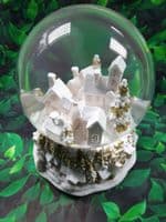 Pink and Gold Snowy Townscape Musical Chirstmas Globe