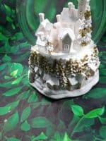 Pink and Gold Snowy Townscape Musical Chirstmas Globe