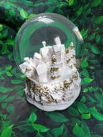 Pink and Gold Snowy Townscape Musical Chirstmas Globe