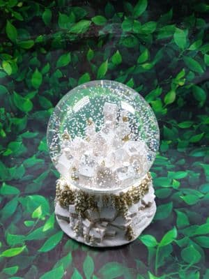 Pink and Gold Snowy Townscape Musical Chirstmas Globe