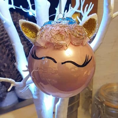 Pink Floral Unicorn Christmas Babuble
