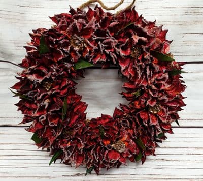 Red Poinsettia Christmas Door Wreath