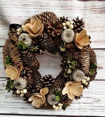 Silver Sparkly Apple Christmas Door Wreath