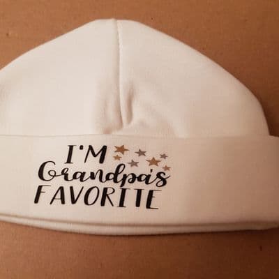 Unisex Newborn Personalised Baby Hat  - I'M Grandpa's FAVOURITE