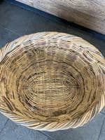 Large oval brown antique finish basket with rope handles