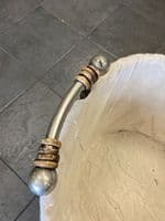 Large oval dark brown finish basket with removeable liner