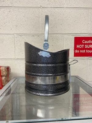 Large pewter and nickel coal bucket