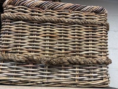 Large rectangle brown antique finish with rope handles