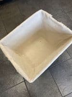 Large rectangle dark brown basket with liner and metal handles