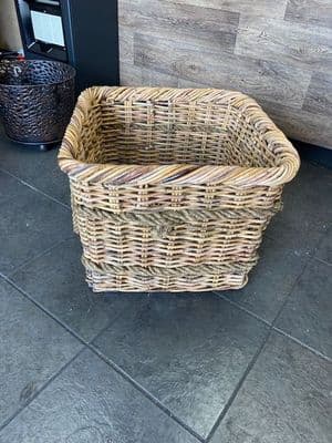 Large square brown antique finish with rope handles