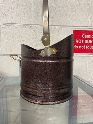 Medium oxy copper and brass helmet coal bucket