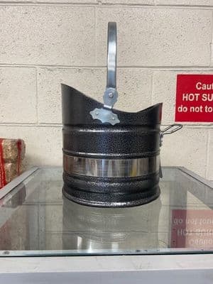 Medium pewter and nickel coal bucket