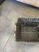 Medium rectangle basket in a  black  finish with removeable liner and chunky metal handles