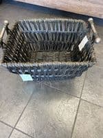 Medium rectangle basket in a  black  finish with removeable liner and chunky metal handles