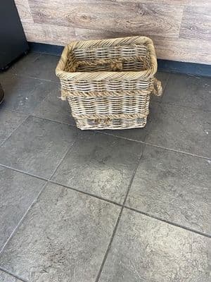 Medium rectangle grey wash basket with rope handles