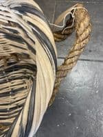 Small round two tone basket with rope handles
