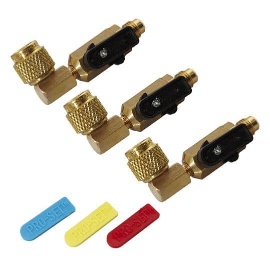 Robinet à Bille Pour Climatisation 1/4 SAE - Lot De 3 - Laiton - Angle 90° - Neuf