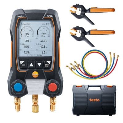 Testo 550s Digital Smart Set 2 Way Refrigeration Manifold with Hoses 0564 5503 02