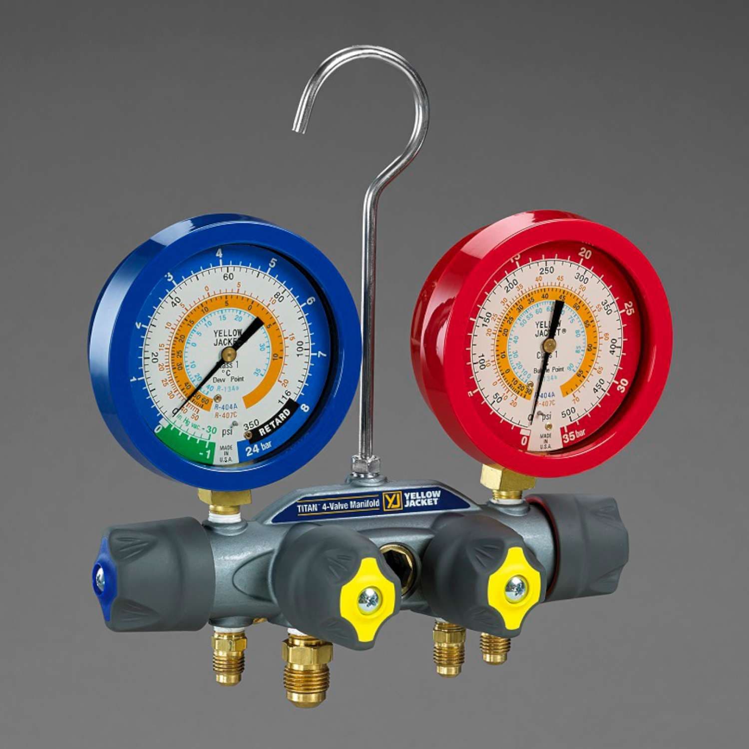 Yellow Jacket TITAN 4 Valve R134A R404A R407C Liquid Filled Manifold