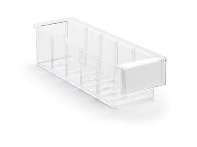 Clear Shelf Tray 3010-1  Ext Dims: 300 x 92 x 82 mm  Pack size: 30
