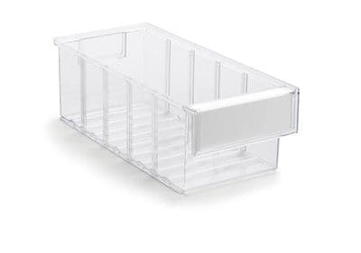 Clear Shelf Tray 3015-1  Ext Dims: 300 x 132 x 100 mm  Pack size: 30