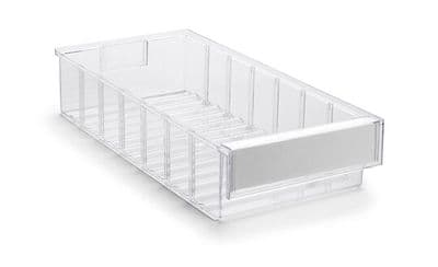 Clear Shelf Tray 4020-1  Ext Dims: 400 x 186 x 82 mm  Pack size: 15