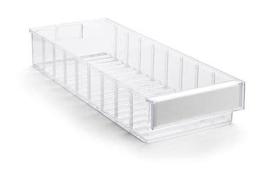 Clear Shelf Tray 5020-1  Ext Dims: 500 x 186 x 82 mm  Pack size: 15
