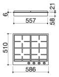 Barazza 1PBFV64 60cm Gas Hob
