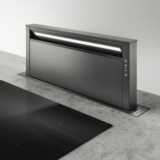 Elica Black Getup 90Cm Downdraft Extractor Hood - Cast Iron 90Cm To 119Cm