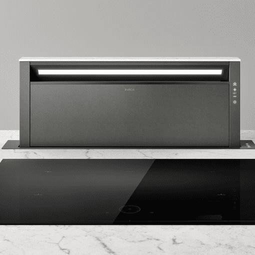 Elica Black Getup 90Cm Downdraft Extractor Hood - Cast Iron Customisable 90Cm To 119Cm