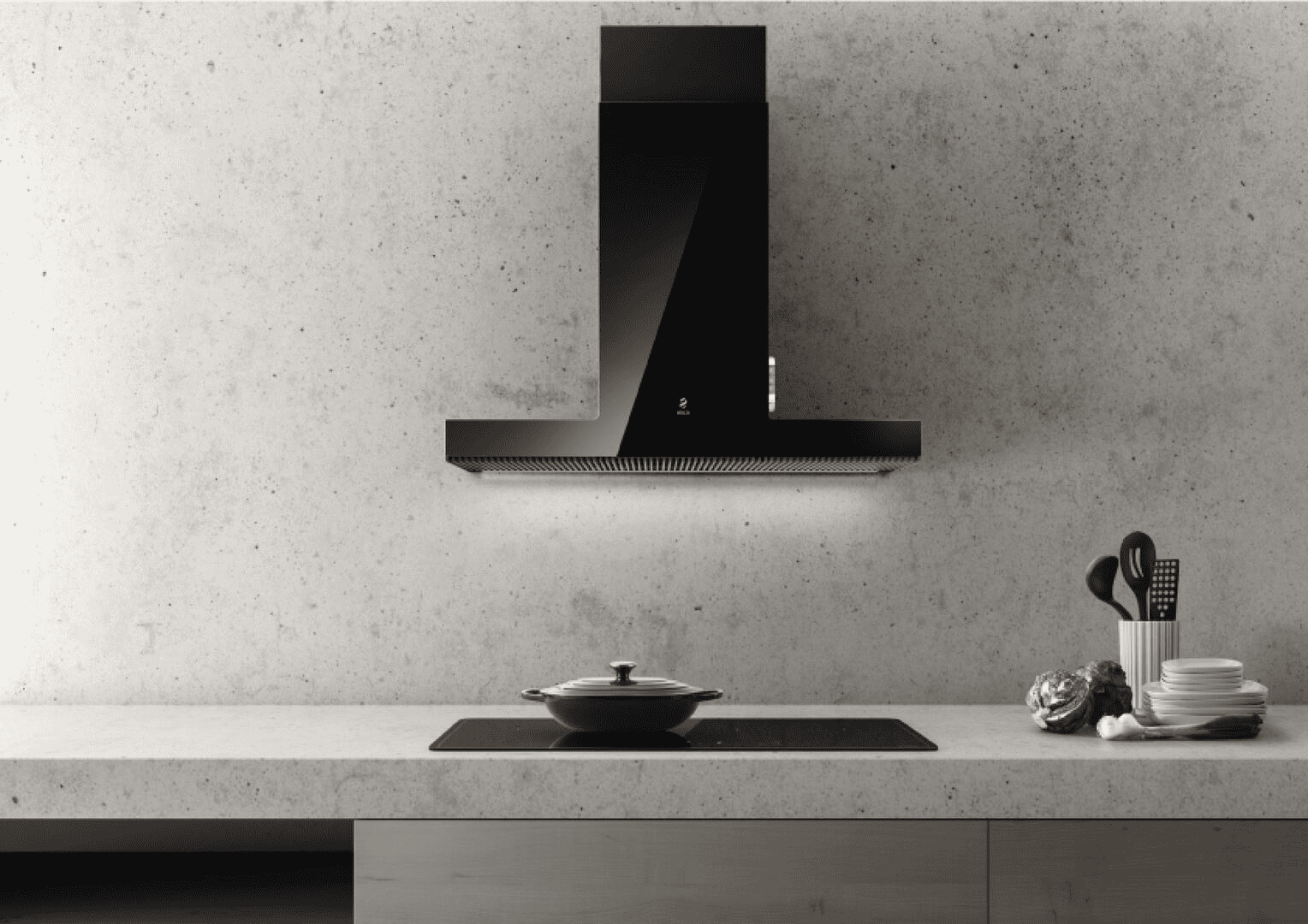 Elica Black Haiku 120Cm Wall Extractor Hood In 120Cm To 159Cm