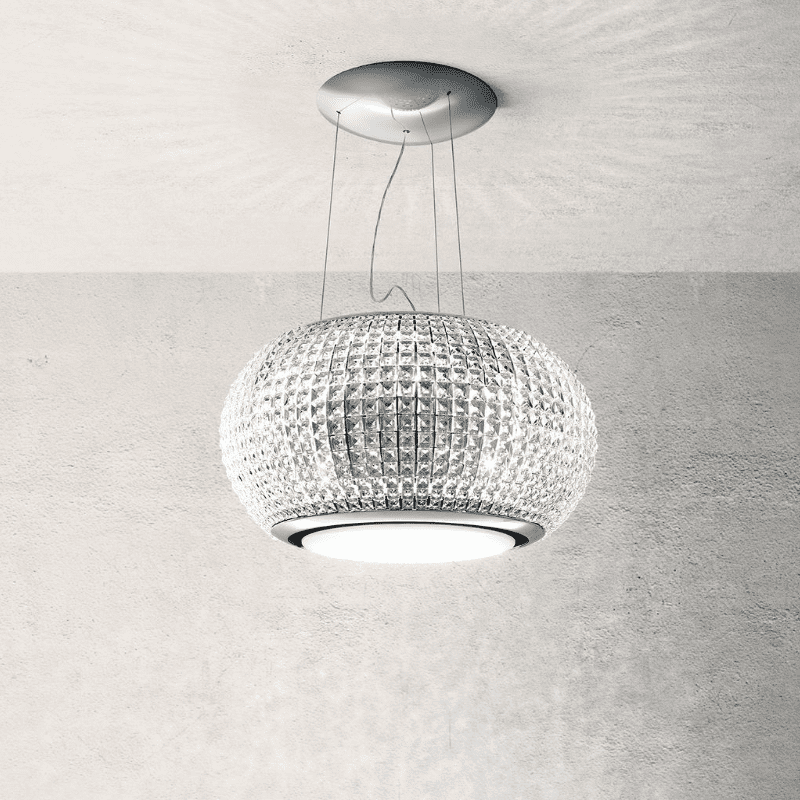 Elica Light/Black Interstellar 65Cm Rc Island Extractor Hood In Clear Glass 60Cm To 89Cm