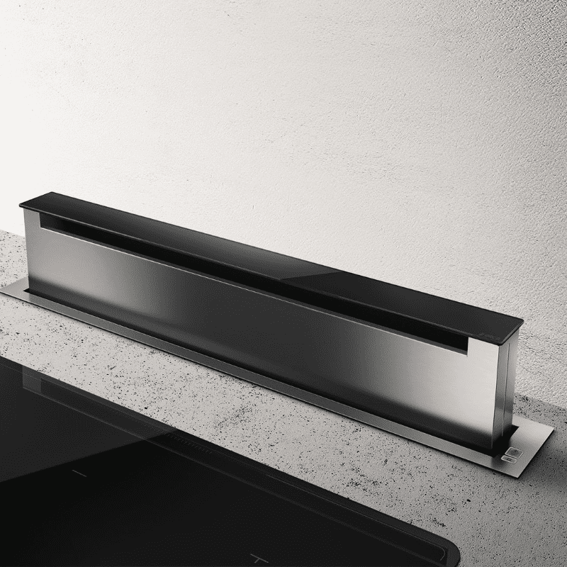 Elica Black/Light Pandora 90Cm Downdraft Extractor Hood - Stainless Steel - Internal Motor 90Cm To 119Cm