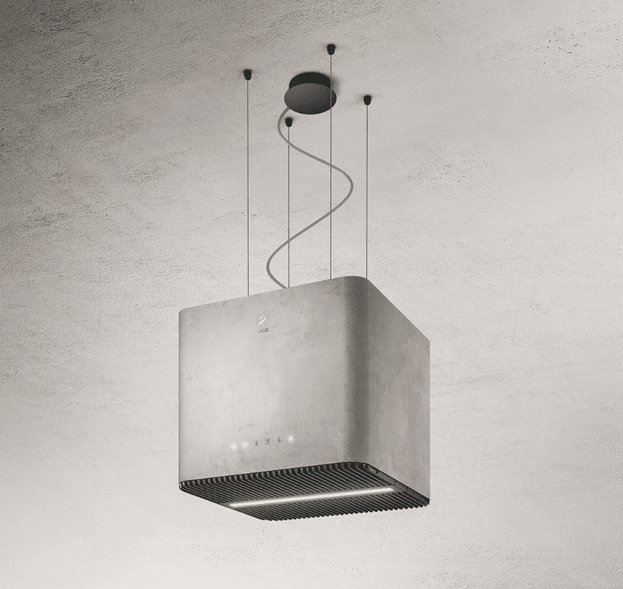 Elica Grey/White Pix Rc 42Cm Island Extractor Hood In Concrete 40Cm To 59Cm