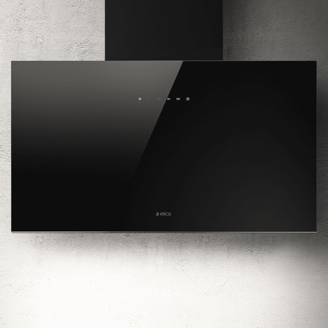 Elica Black Plat 80Cm Built In Wall Extractor Hood In Glass 60Cm To 89Cm
