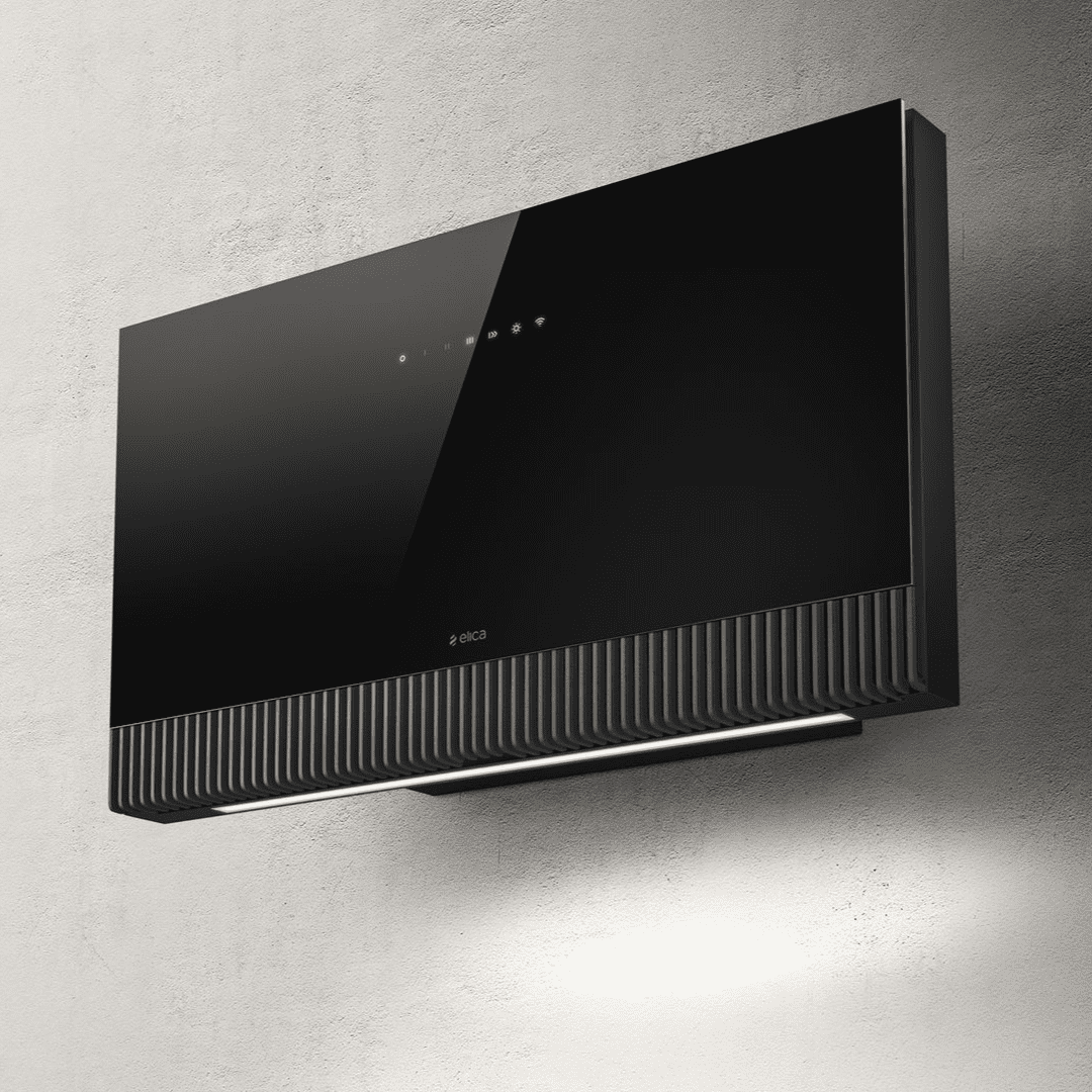 Elica Black Super Plat 80Cm Built In Wall Extractor Hood In Glass 60Cm To 89Cm