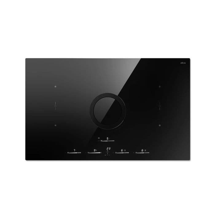 Elica Switch Glow RC 83cm Recirculating Vented Induction Hob in Black Glass