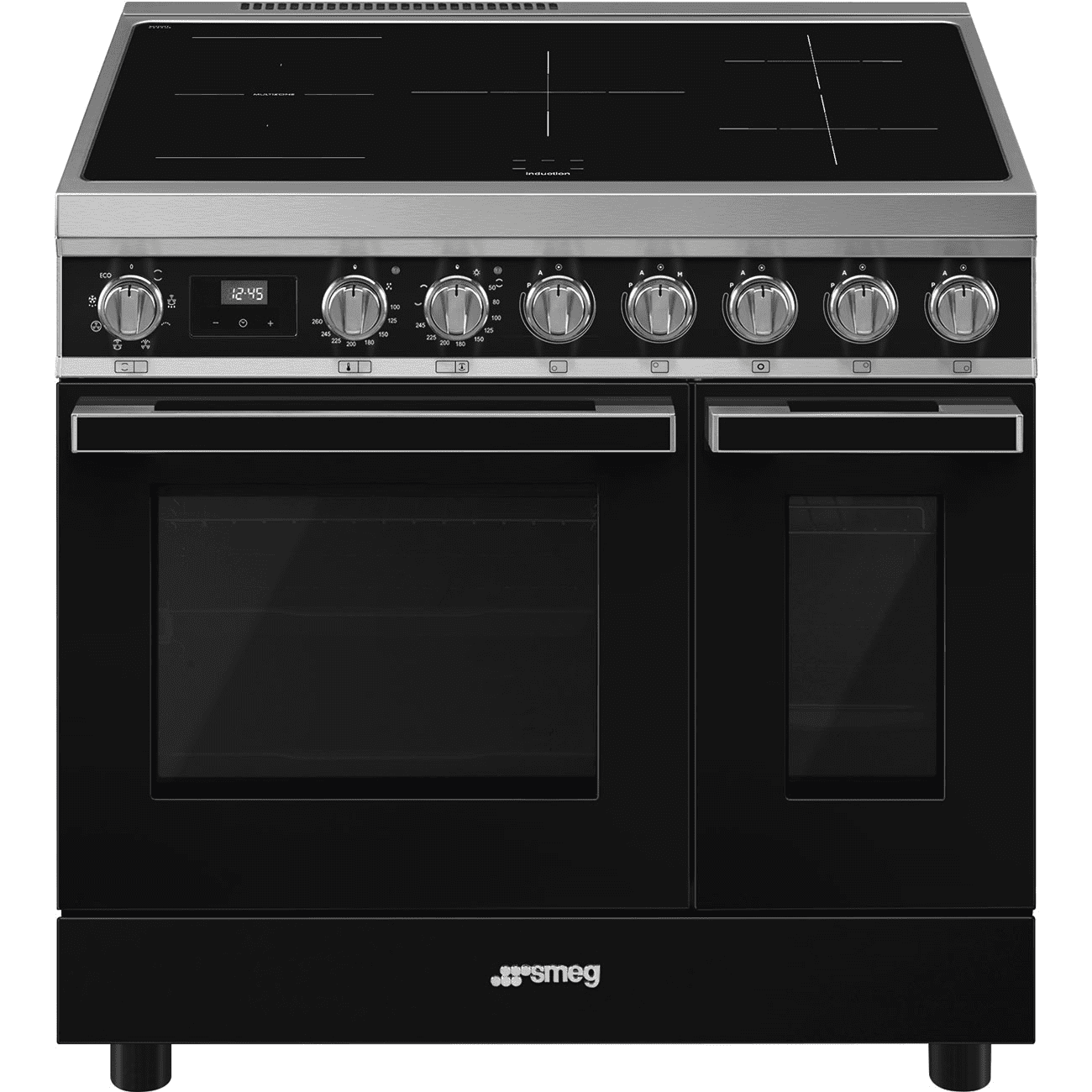 Smeg Black Cpf92imbl 90Cm Range Cooker With Induction Top 90Cm To 119Cm